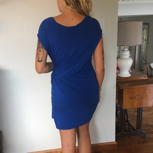 Flattering Blue Ruched Dress - Picture 2 of 5